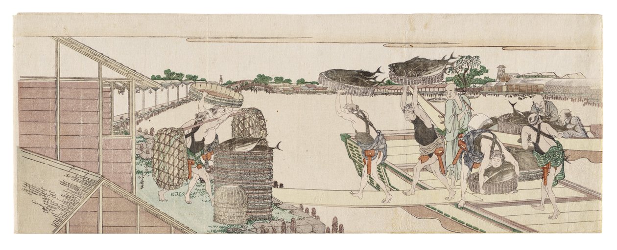 Unloading Bonito for Market by Katsushika Hokusai