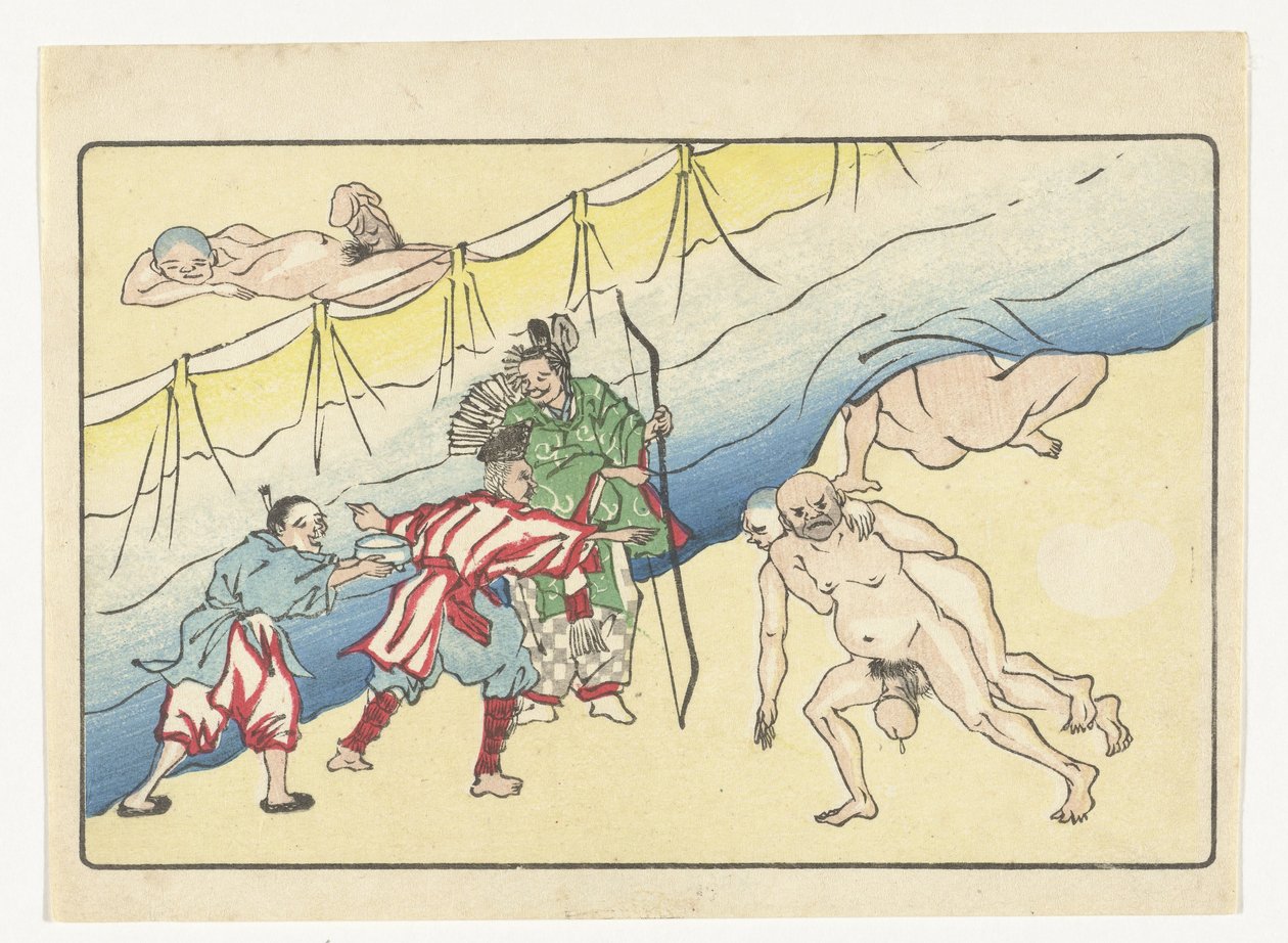 Archer and Naked Men by Kawanabe Kyosai