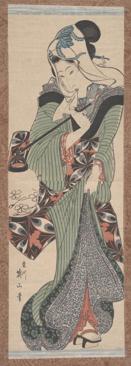 Woman with Lantern by Keisai Eisen