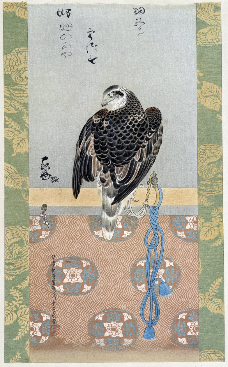 Falcon - silk painting by Itaya Keishiu by Keishu Hiromasa Itaya