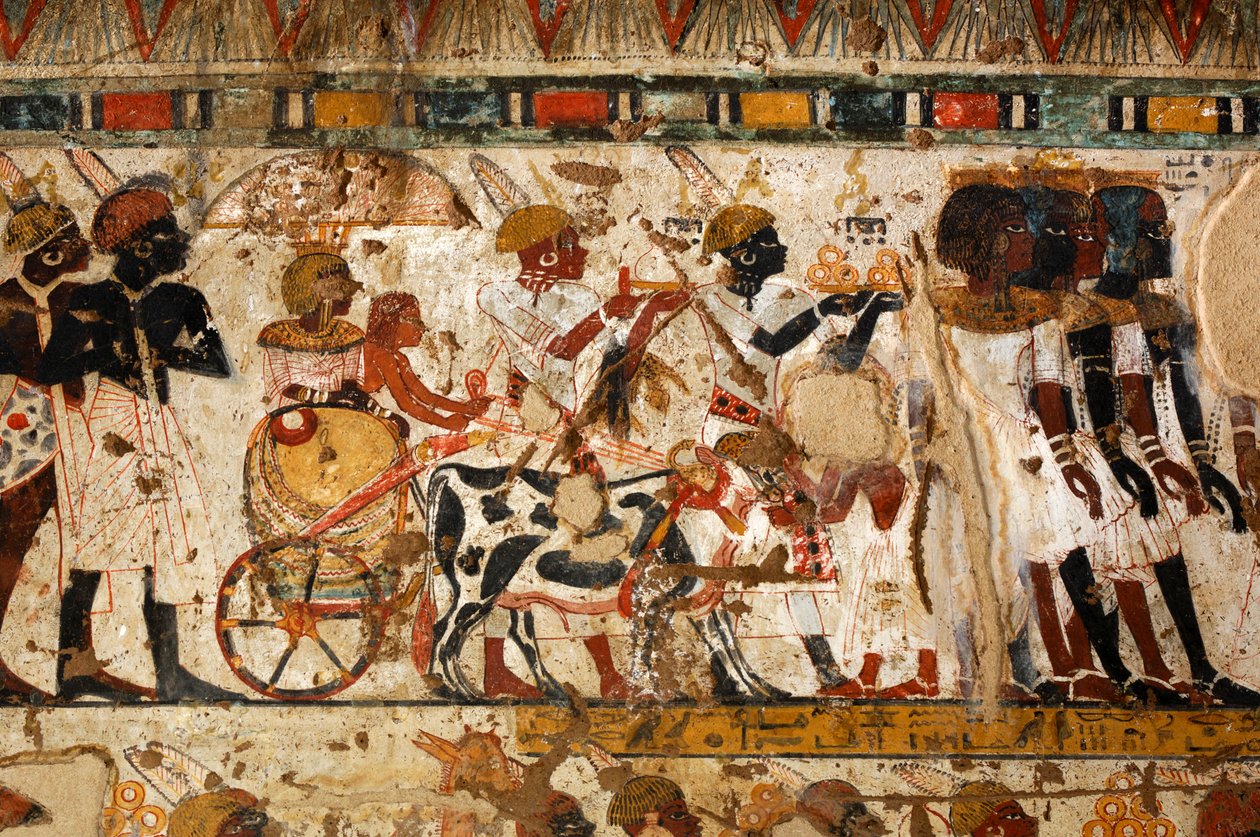 Gold rings being offered from Nubia by Nubians, Tomb of Huy, Viceroy of Kush under Tutankhamun by Kenneth Garrett