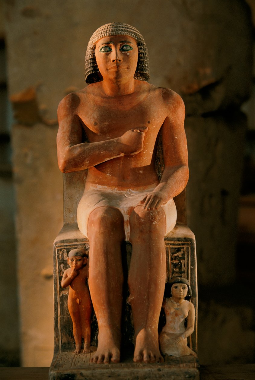 Painted Limestone Statue of Kai with Inlaid Crystal Eyes and His Children, 2002 (photo) by Kenneth Garrett
