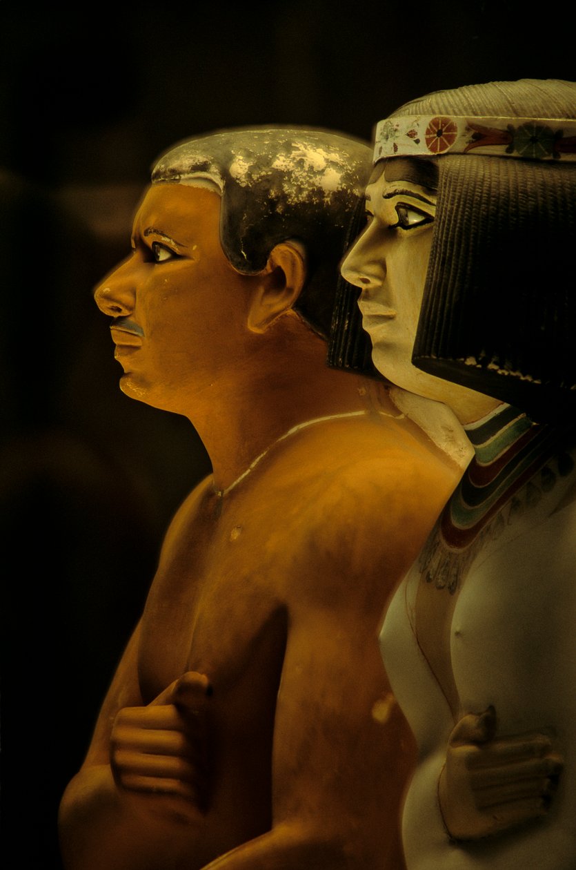 Painted Limestone Statues of Rahotep and Nofret, 2002 by Kenneth Garrett