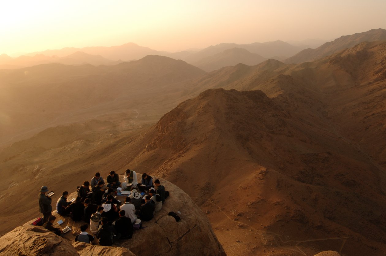 Pilgrims Gather on Mount Sinai Where God Spoke to Moses, 2006 by Kenneth Garrett