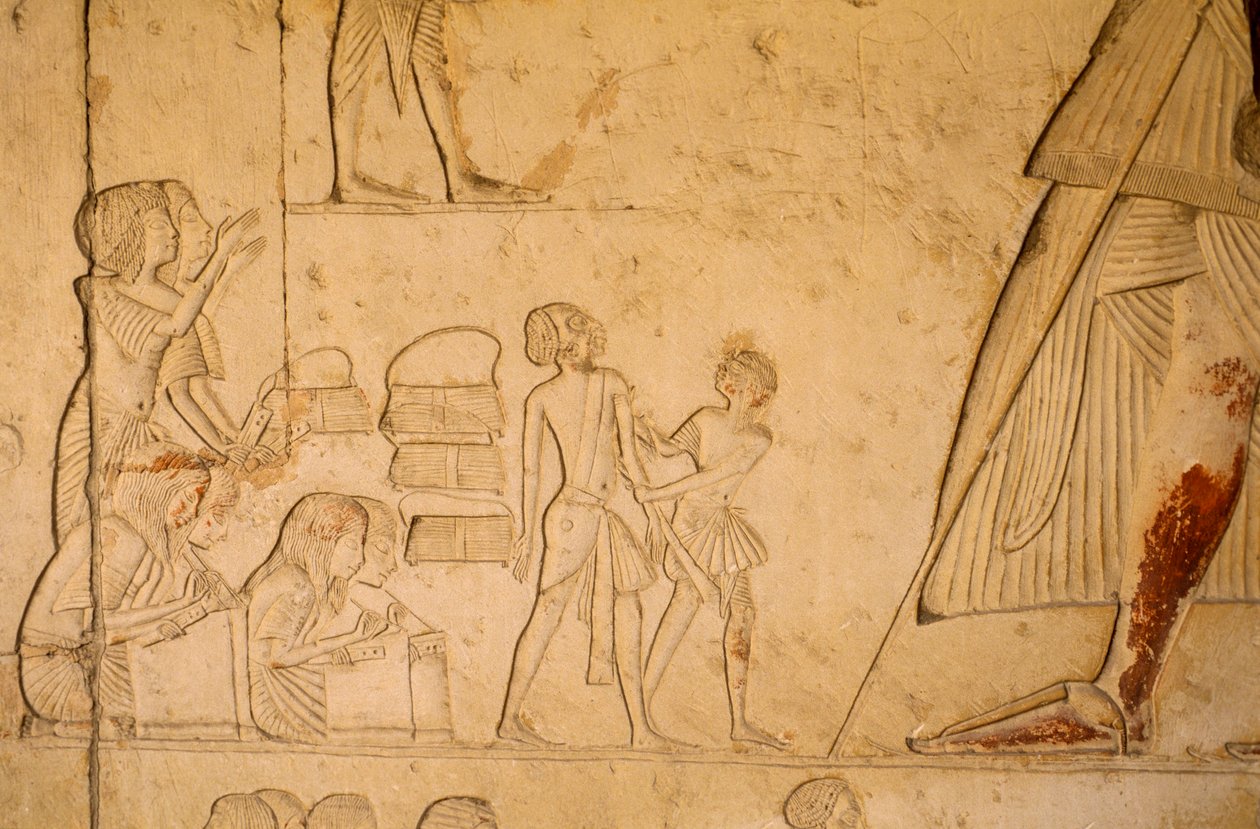 Relief from tomb of Horemheb; depicts scribes recording prisoners by Kenneth Garrett