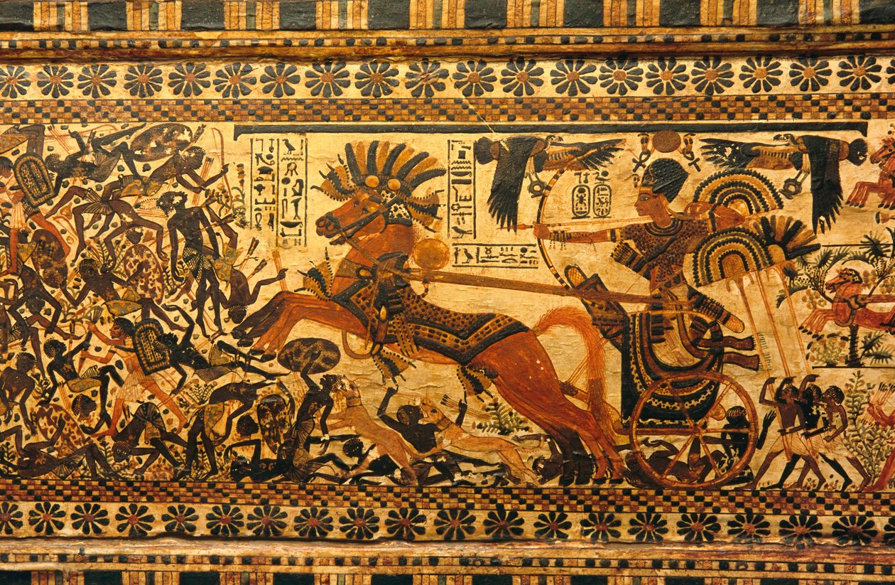 Wall painting in tomb of King Tutankhamun; King Tutankhamun; Egypt; New Kingdom by Kenneth Garrett