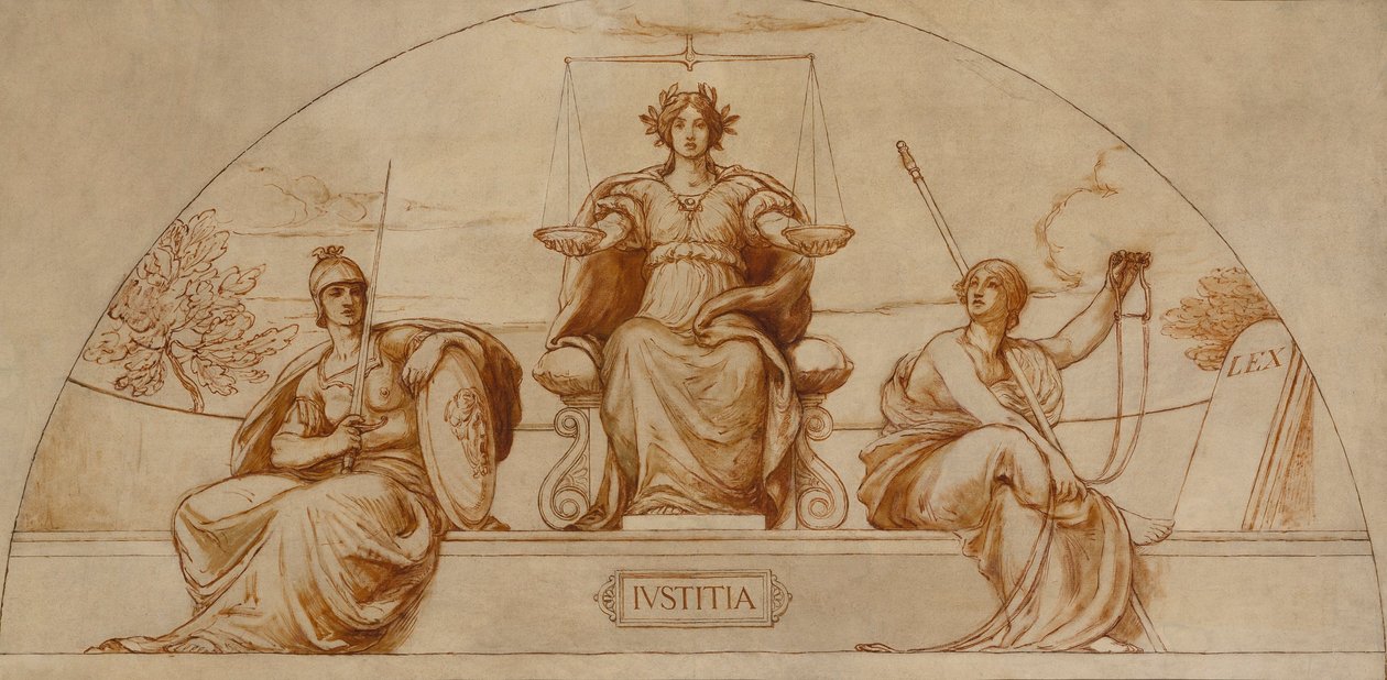 Cartoon for Mural of Minnesota State Capital, "Institute of Justice" by Kenyon Cox