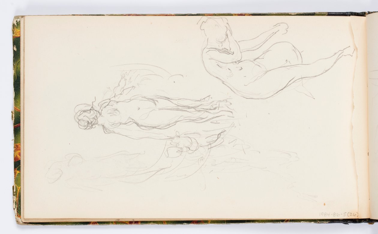 Sketchbook Page: Two Nude Female Figures by Kenyon Cox