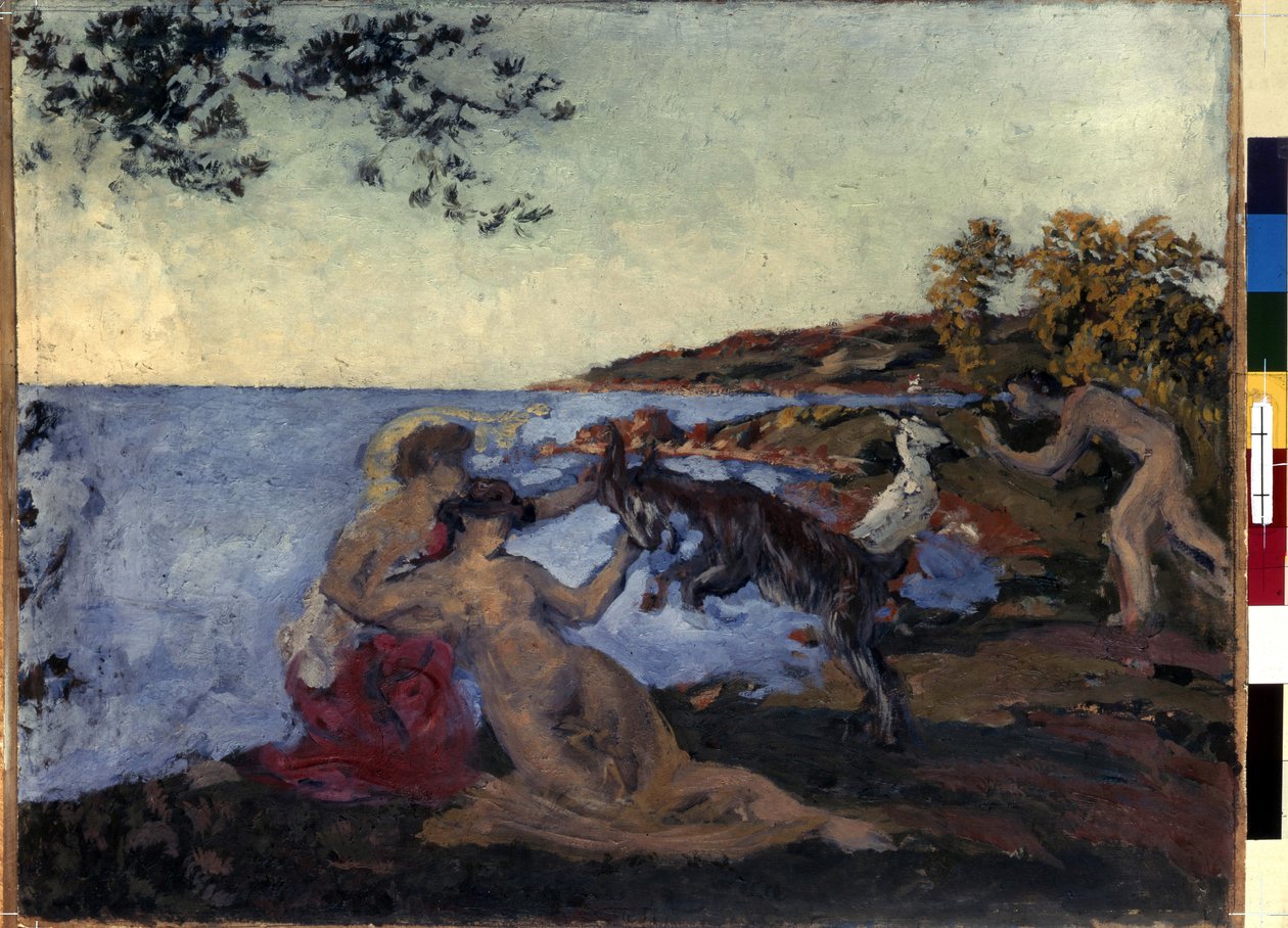 Mythological Motif. Painting by Ker Xavier Roussel (1867-1944), c.1903. Oil on Cardboard. Nabis. Dimensions: 47x62cm. Hermitage Museum, Saint Petersburg by Ker Xavier Roussel