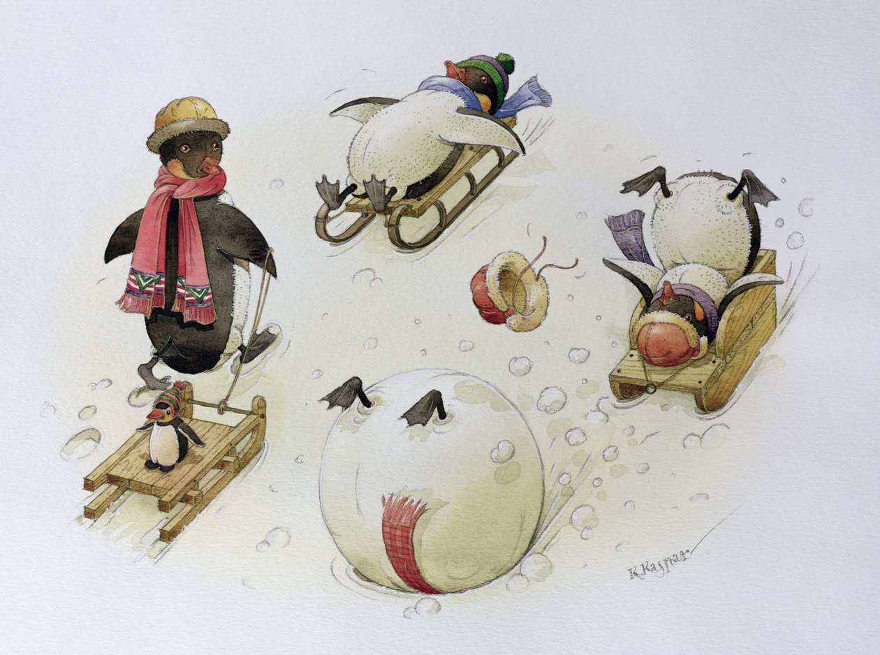 Penguins Sledging, 1999 by Kestutis Kasparavicius