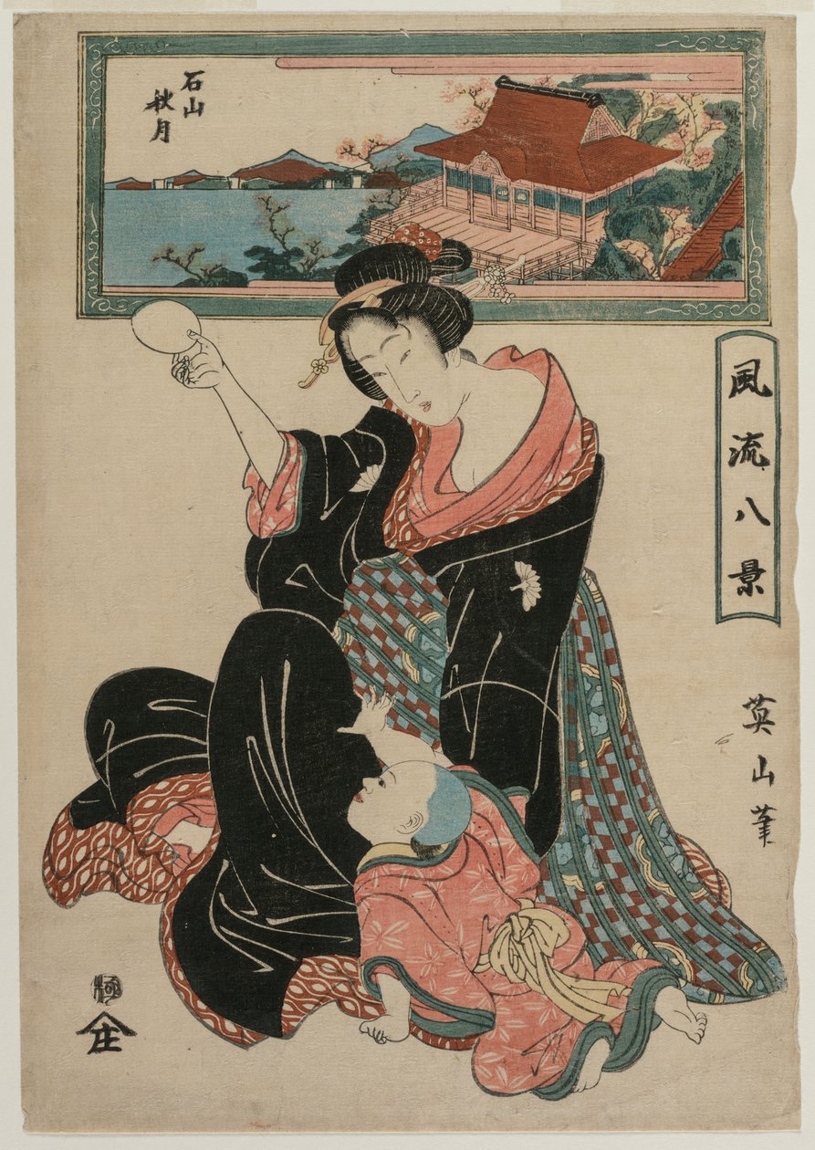 Autumn Moon at the Temple Ishiyamadera from the series Fashionable Eight Views by Kikugawa Eizan