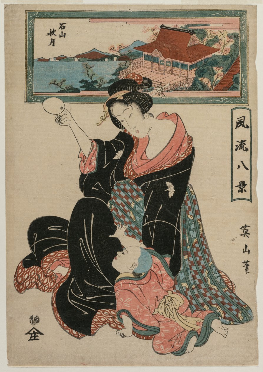 Autumn Moon at the Temple Ishiyamadera from the series Fashionable Eight Views by Kikukawa Eizan