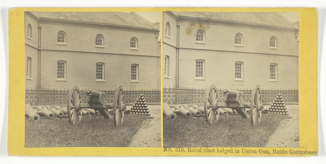 Rebel Shot Lodged in Union Gun, Battle of Gettysburg, 1855-75 by Kilburn Brothers, BW Kilburn