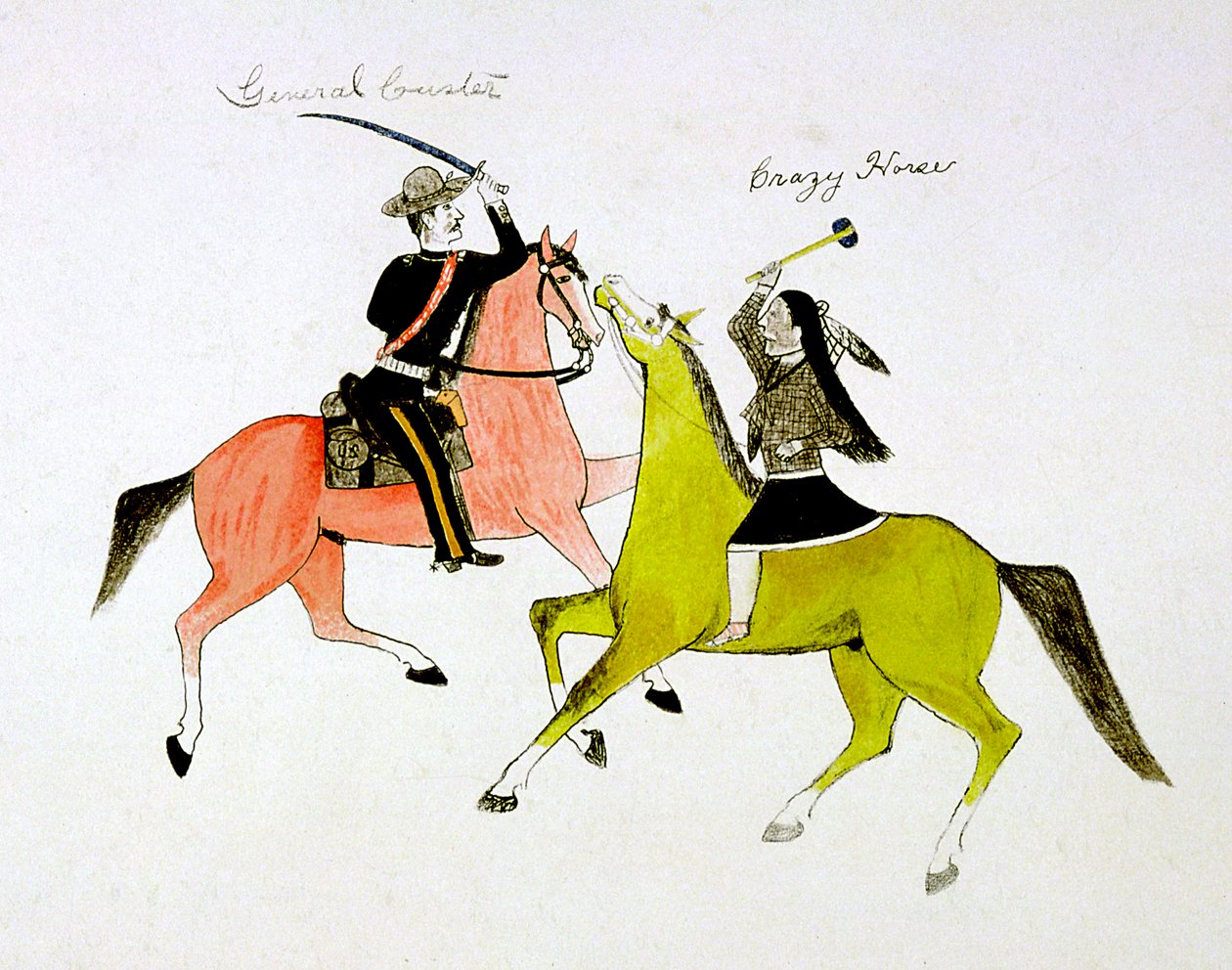 Conflict between General George Custer and Crazy Horse, Sioux Dakota Indian by Kills Two