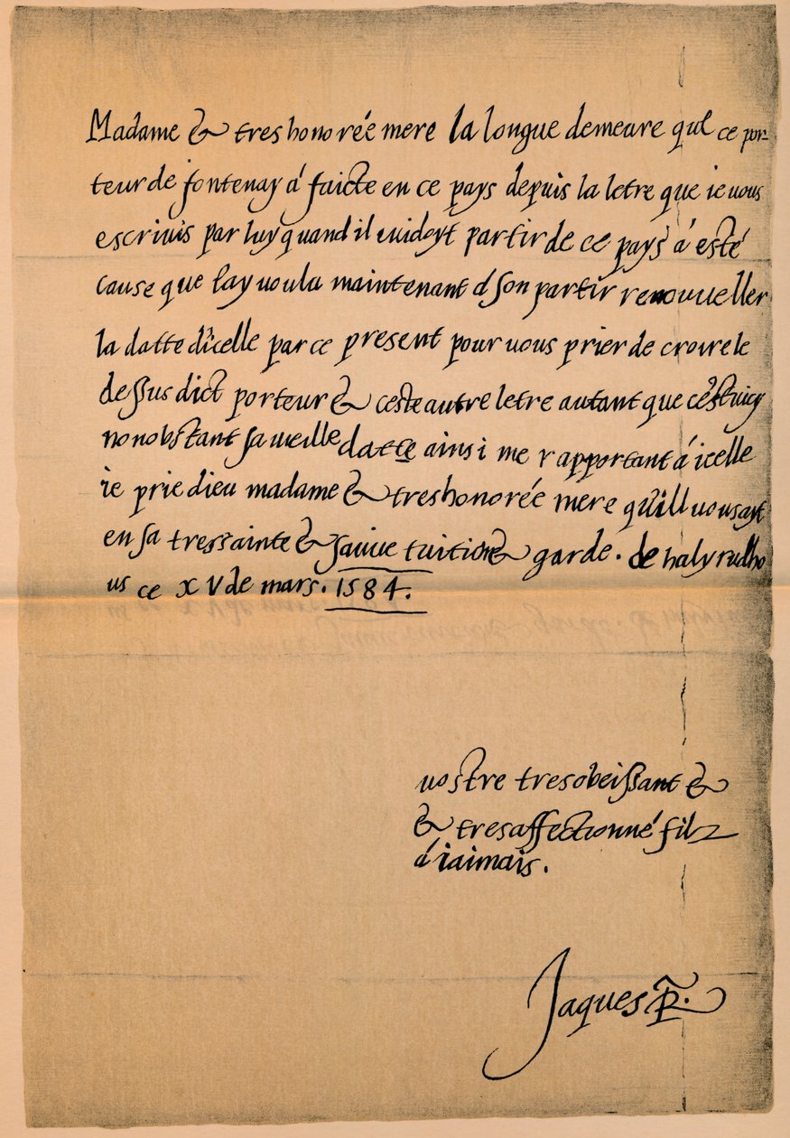 Letter from King James VI to his Mother, Queen Mary, 1584-5 by King James I