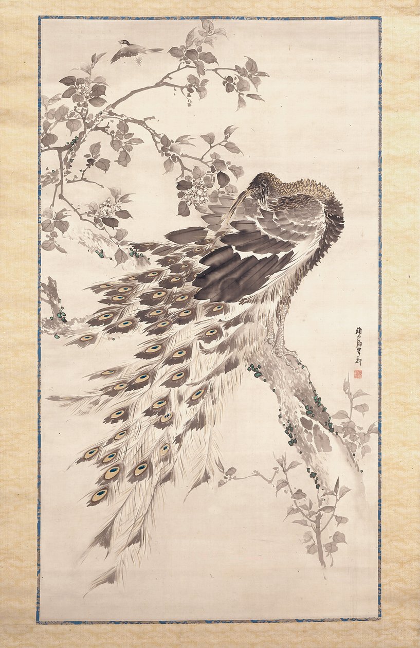 Peacock on Cherry-Apple Tree by Kishi Ganku