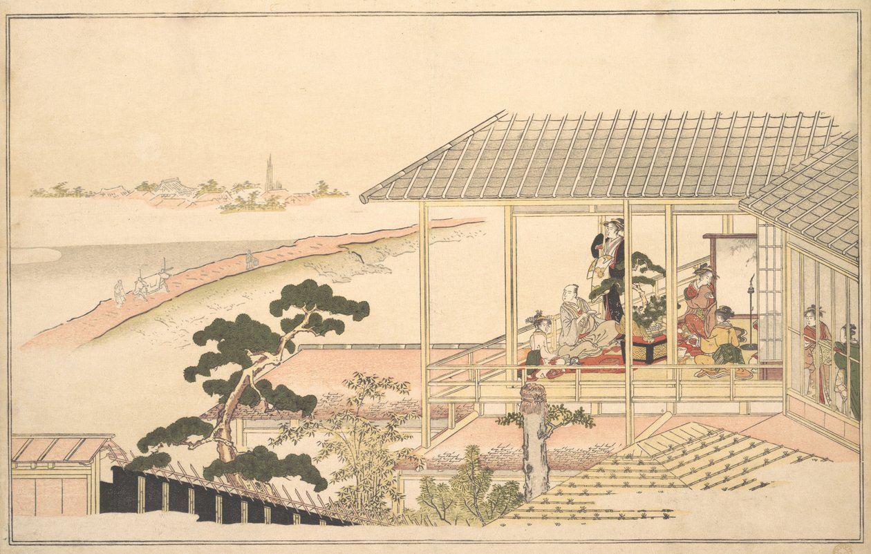 A Party of Merrymakers in a House in the Yoshiwara on a Moonlight Night, 1789 by Kitagawa Utamaro