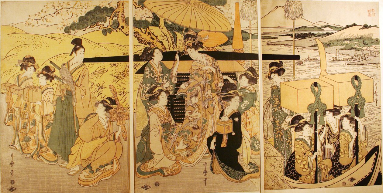 At the Ferry Boat Landing by Kitagawa Utamaro