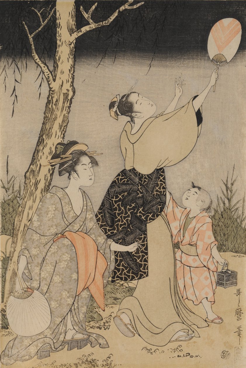 Catching Fireflies Beneath a Willow Tree, c. 1796-1797 by Kitagawa Utamaro