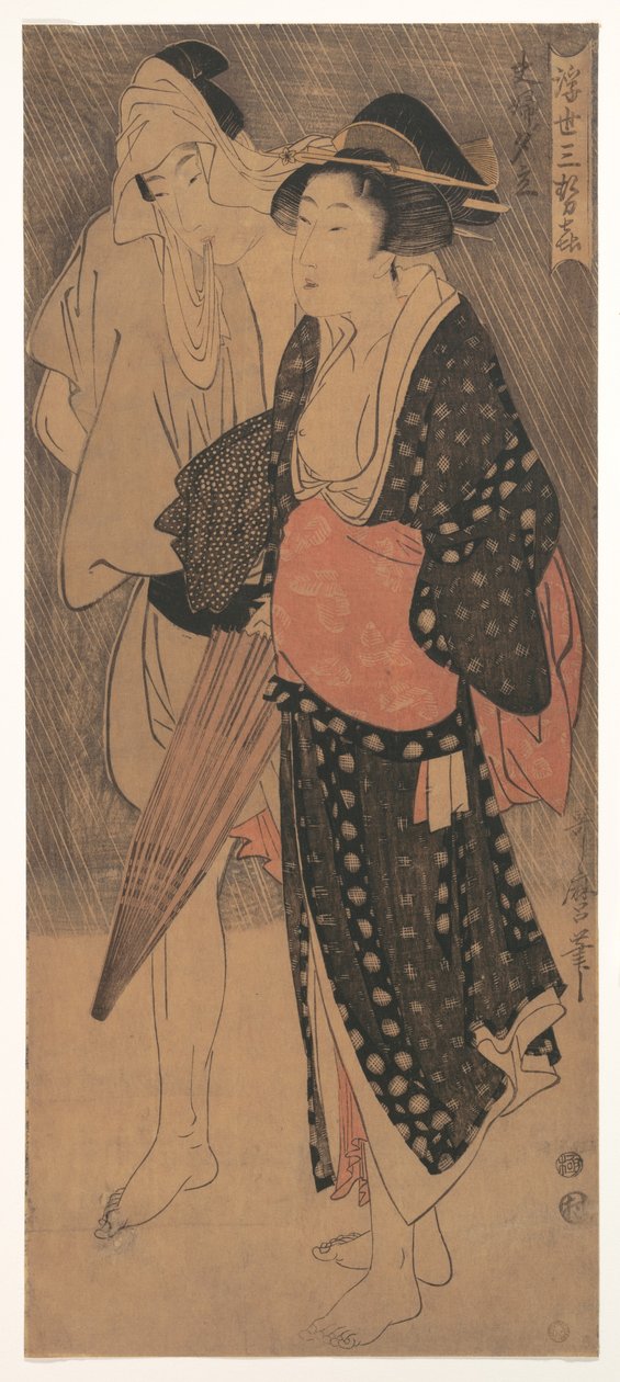 Couple in an Evening Shower, From the series Three Evening Pleasures of the Floating World by Kitagawa Utamaro