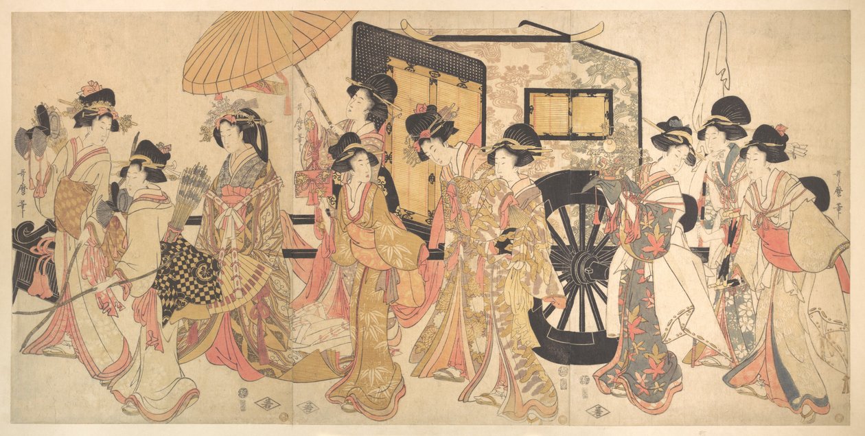 Courtesans Imitating a Court Procession by Kitagawa Utamaro