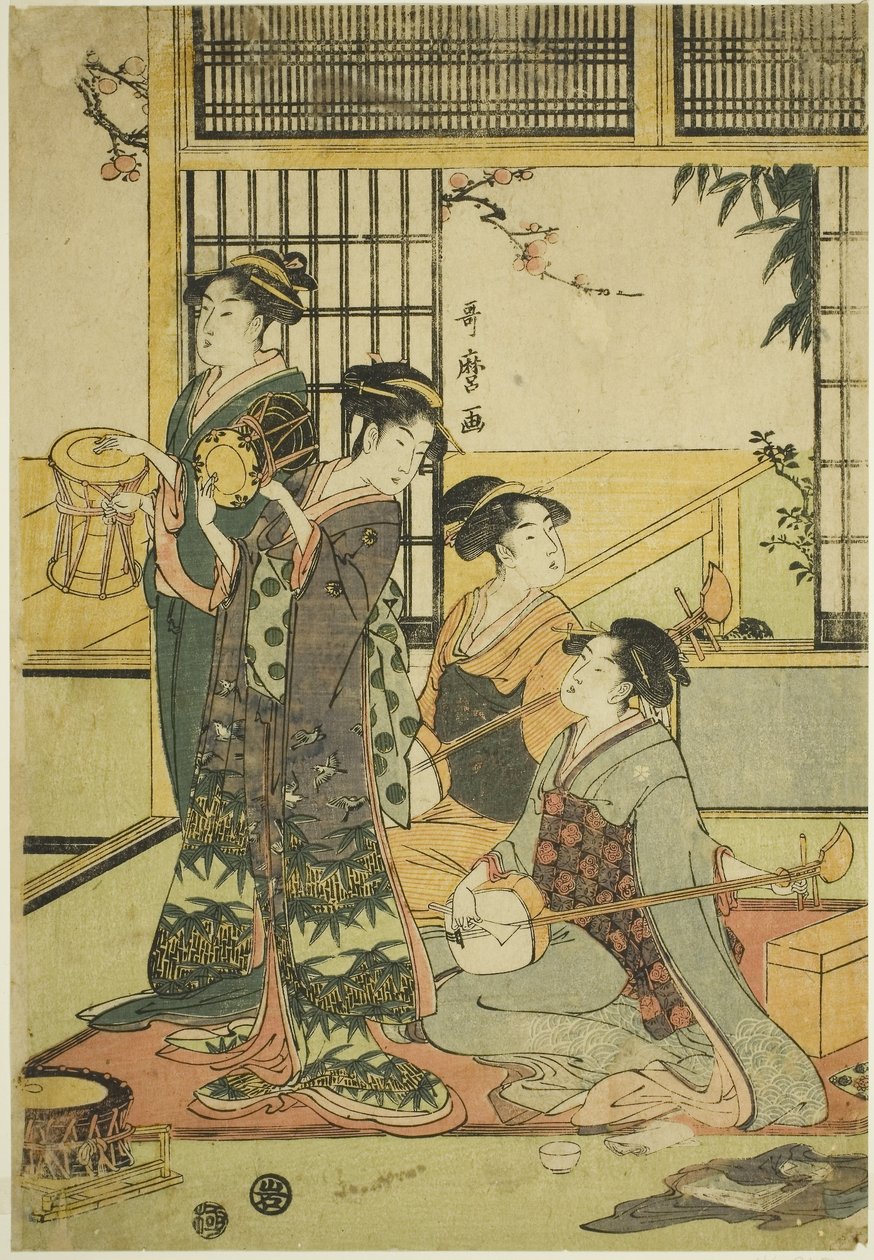 Drums and Shamisen by Kitagawa Utamaro