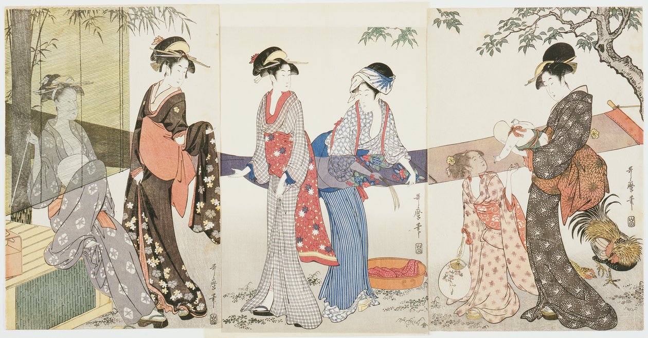 Drying and Stretching Cloth by Kitagawa Utamaro
