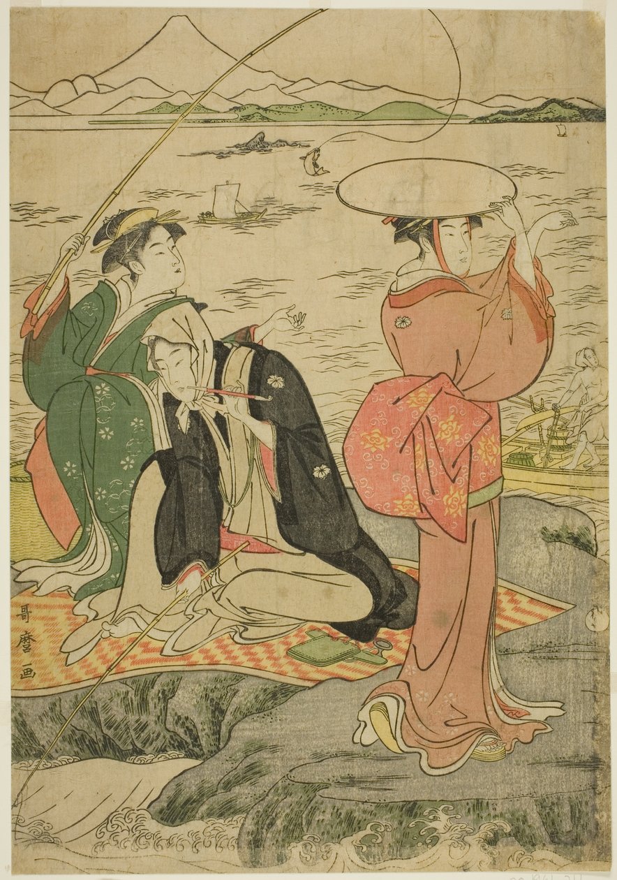 Fishing at Iwaya, Enoshima by Kitagawa Utamaro