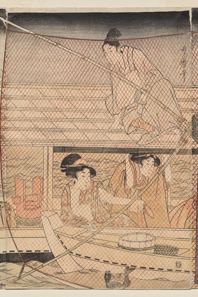 Net Fishing at Night on the Sumida River by Kitagawa Utamaro