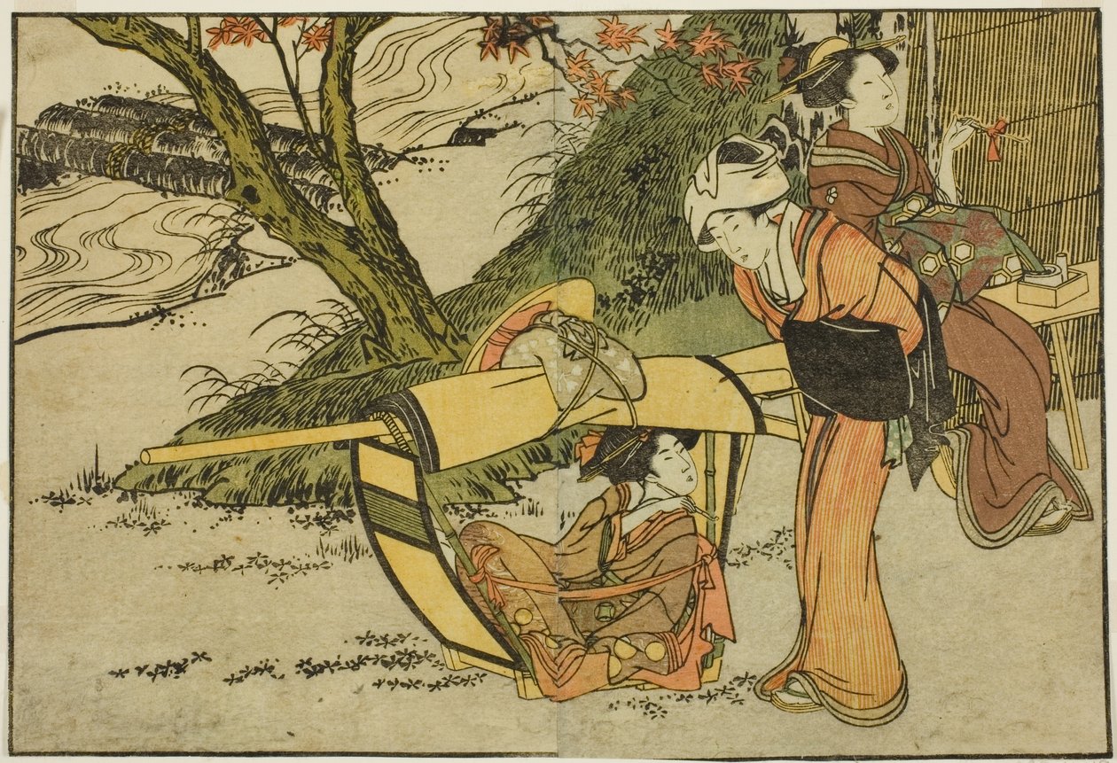 Outing to View Maples in Autumn, from the illustrated book "Picture Book: Flowers of the Four Seasons," vol. 2 by Kitagawa Utamaro