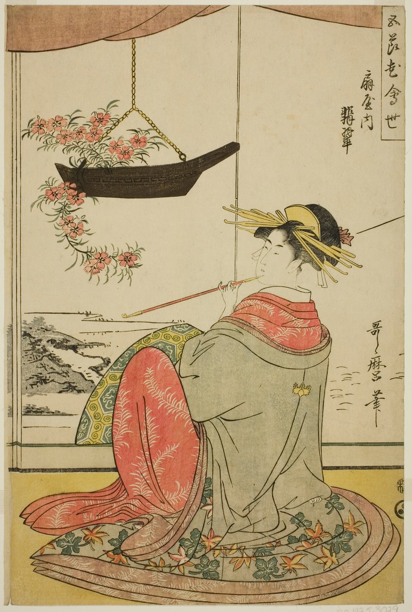 The Courtesan Hisui of the Fan House, from the series The Five Festivals Flower Competition by Kitagawa Utamaro