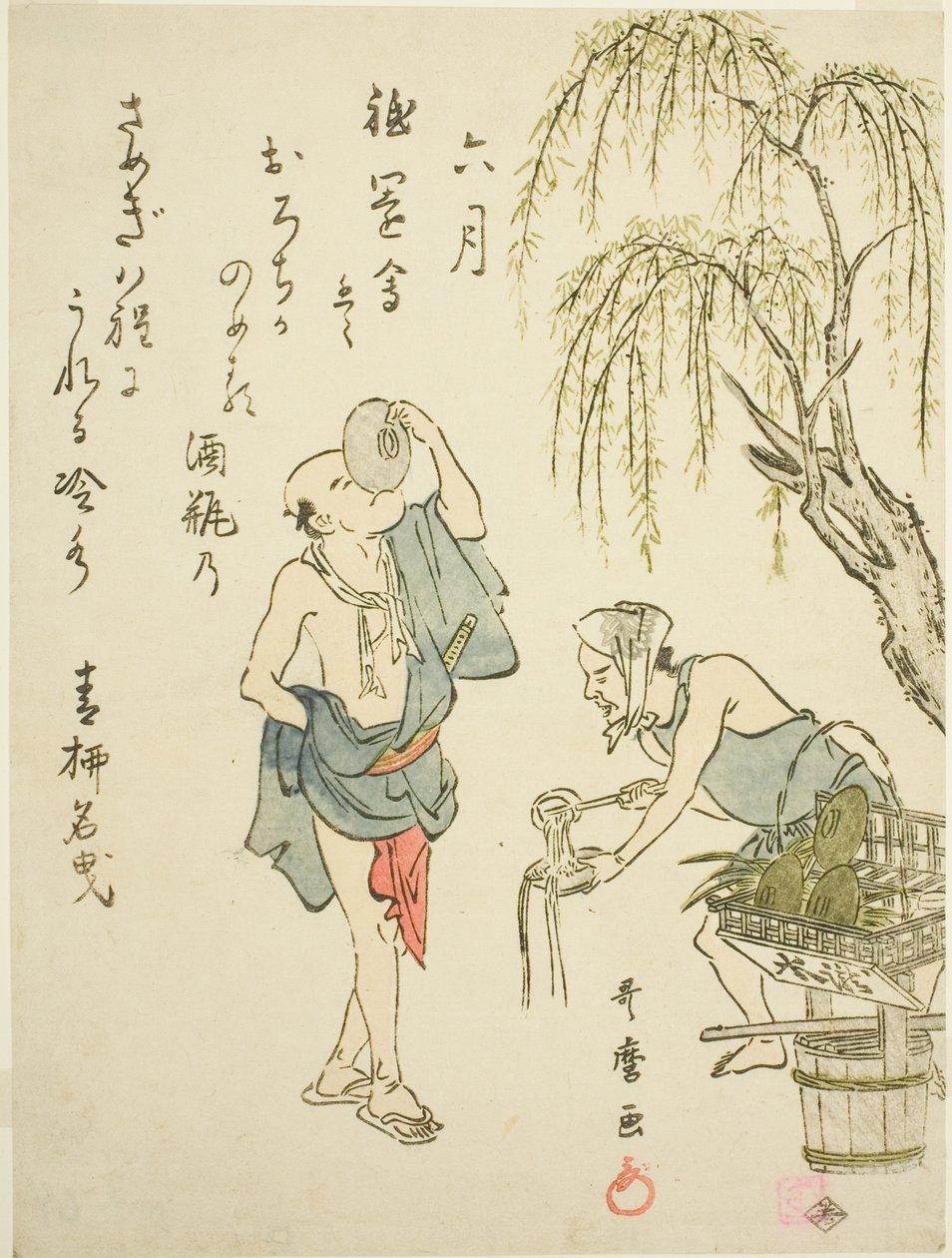 The Sixth Month, from an Untitled Series of Genre Scenes in the Twelve Months, with Kyoka Poems by Kitagawa Utamaro