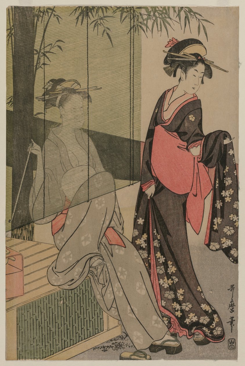 Two Women by a Bamboo Blind by Kitagawa Utamaro