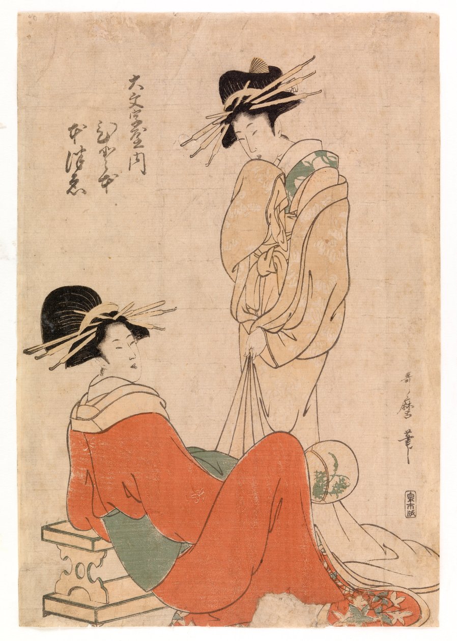 Two courtesans by Kitagawa Utamaro