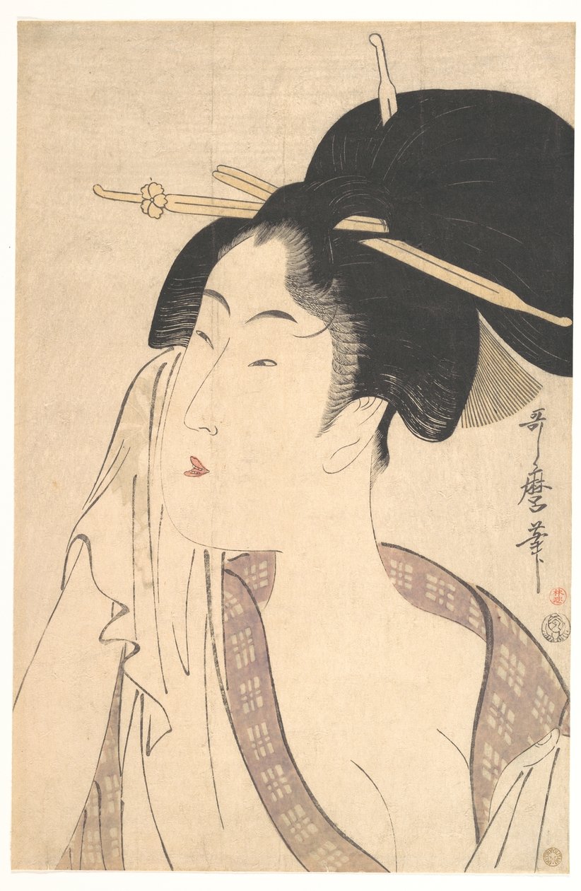 Woman Relaxing after Her Bath by Kitagawa Utamaro
