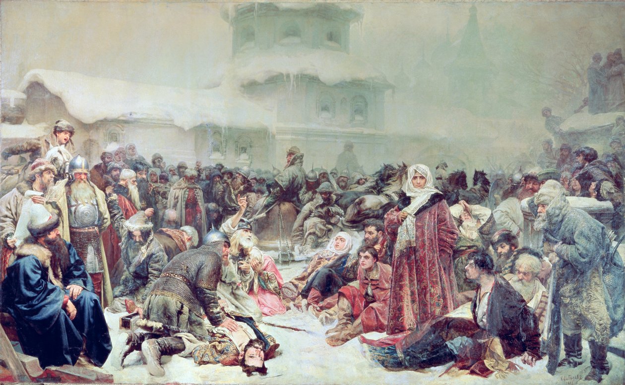 Destruction of Novgorod by Tsar Ivan III by Klavdiy Vasilievich Lebedev