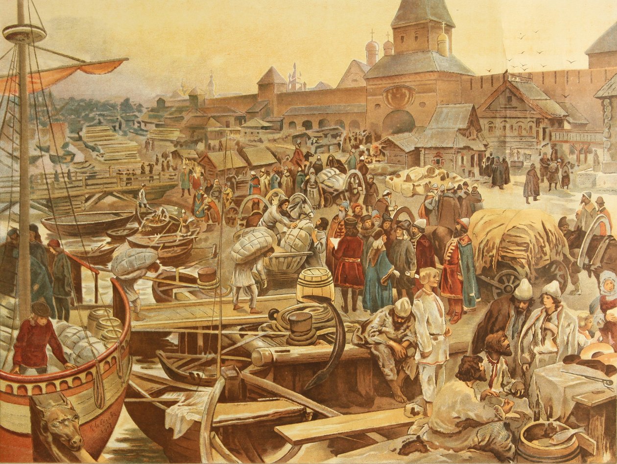 Novgorod Harbor by Klavdiy Vasilievich Lebedev