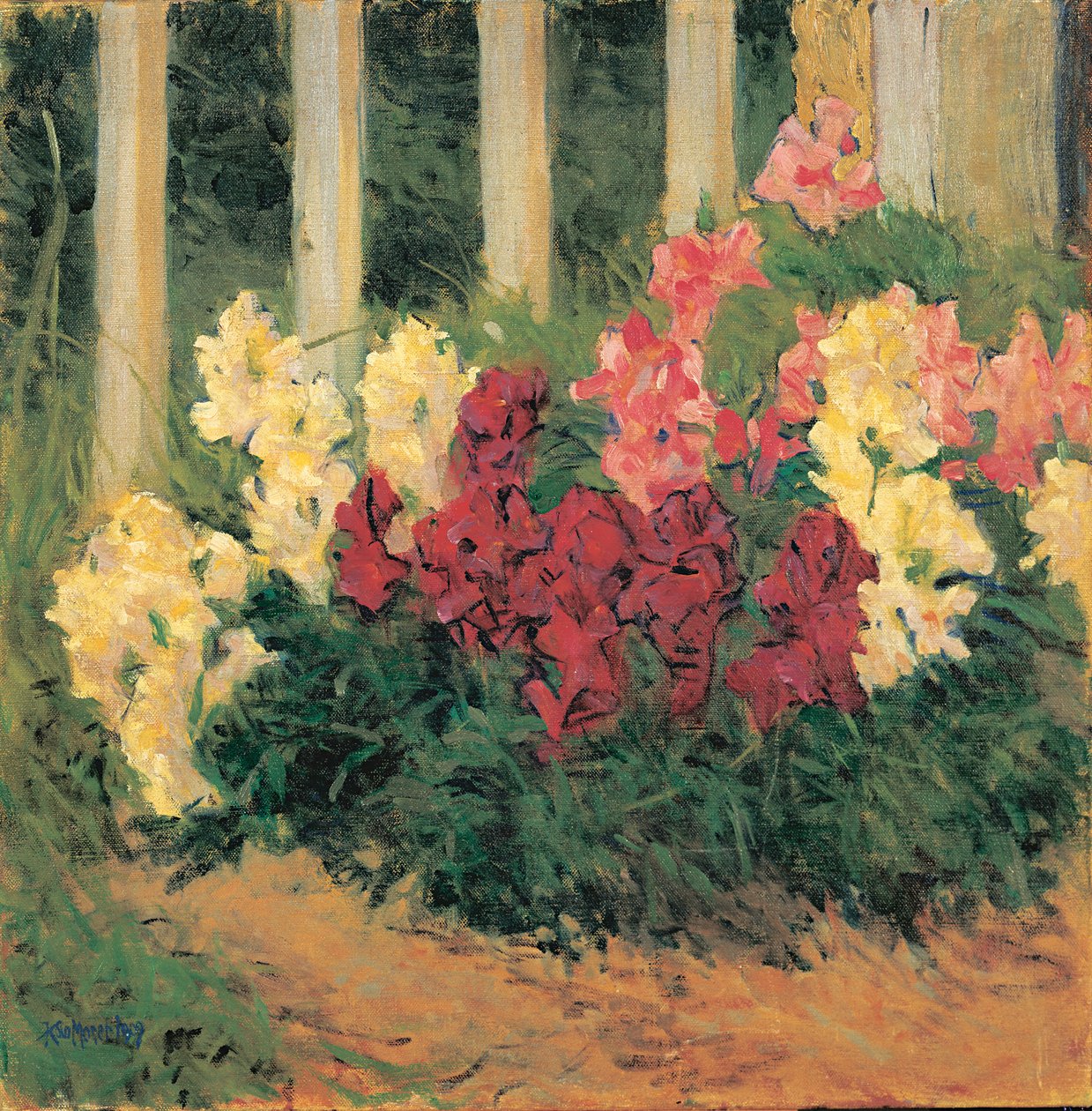 Flowers in Front of a Garden Fence by Koloman Moser