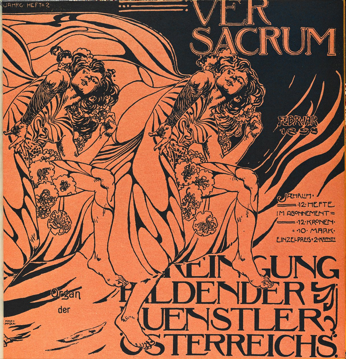 Cover for the February 1898 Issue of Ver Sacrum, the Magazine of the Art Nouveau Sezession-Movement by Koloman Moser