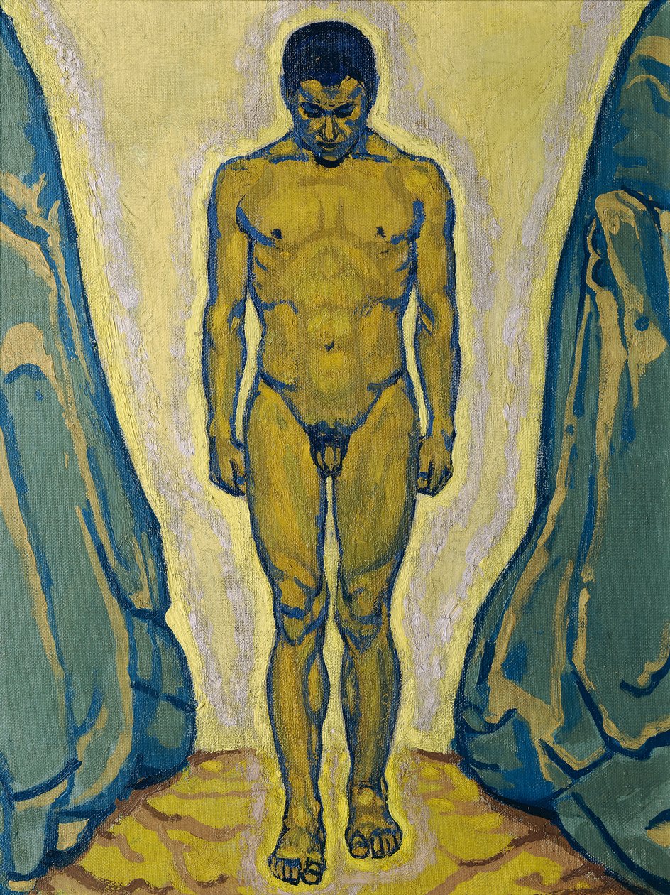 Standing Youth Nude Between Rocks by Koloman Moser