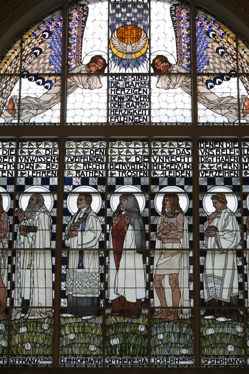Stained glass of the Am Steinhof church, Vienna, Austria by Koloman Moser