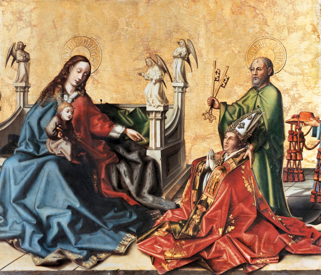 The Presentation of the Cardinal of Mies to the Virgin. Painting by Konrad Witz, c.1444 by Konrad Witz