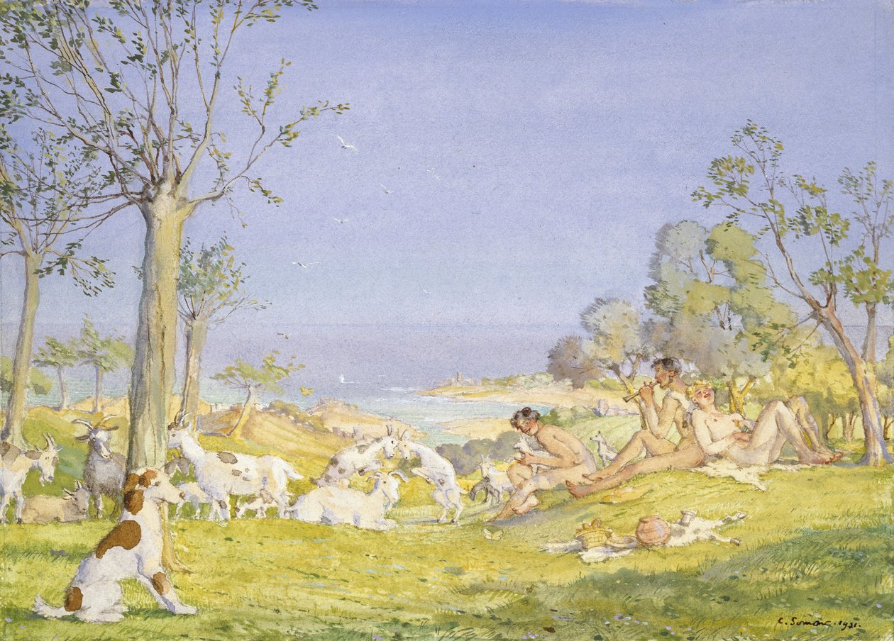 Landscape with Shepherds and Goats, 1931 by Konstantin Andreevic Somov