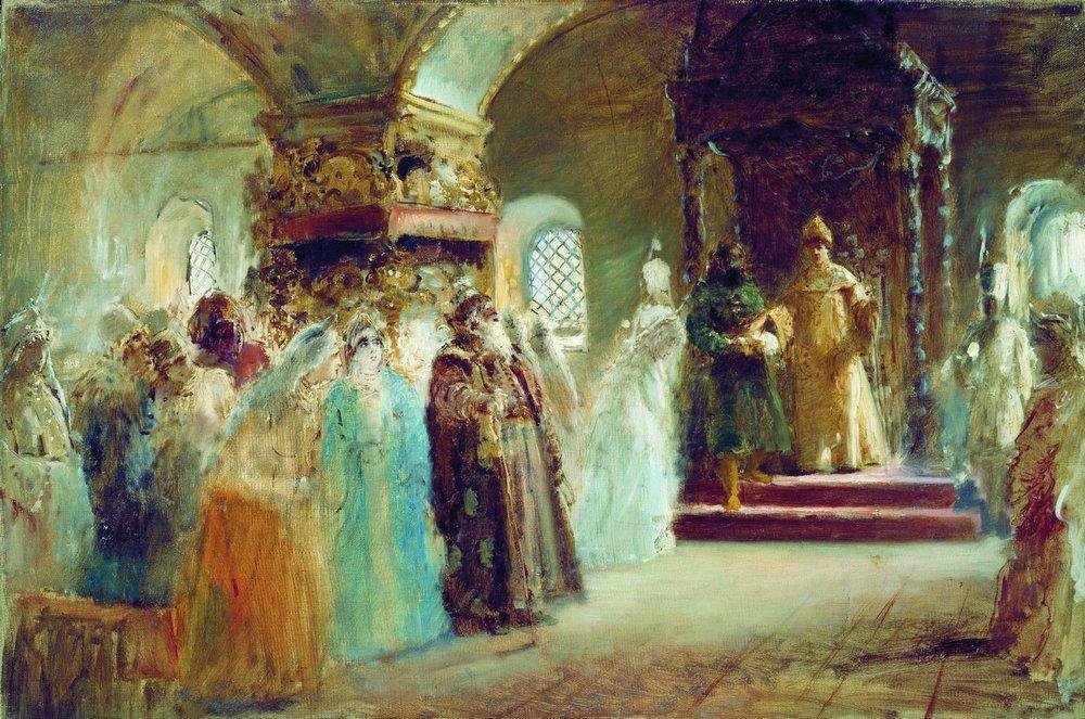 The Bride-Show of Tsar Alexey Michailovich by Konstantin Egorovich Makovsky