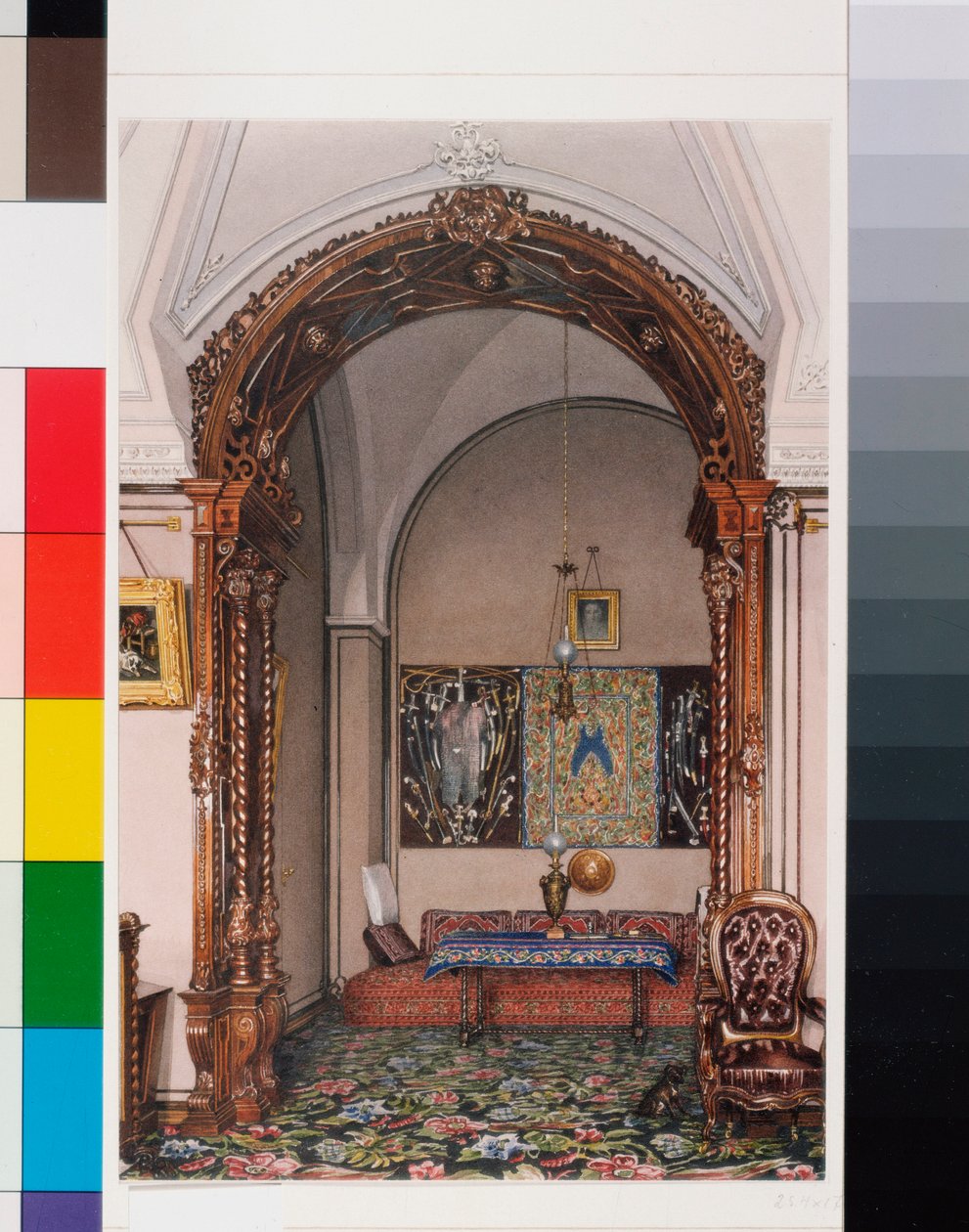Interiors of the Winter Palace: The Alcove of the Study of Grand Prince Nicholas Nicolaievich by Konstantin Andreyevich Ukhtomsky