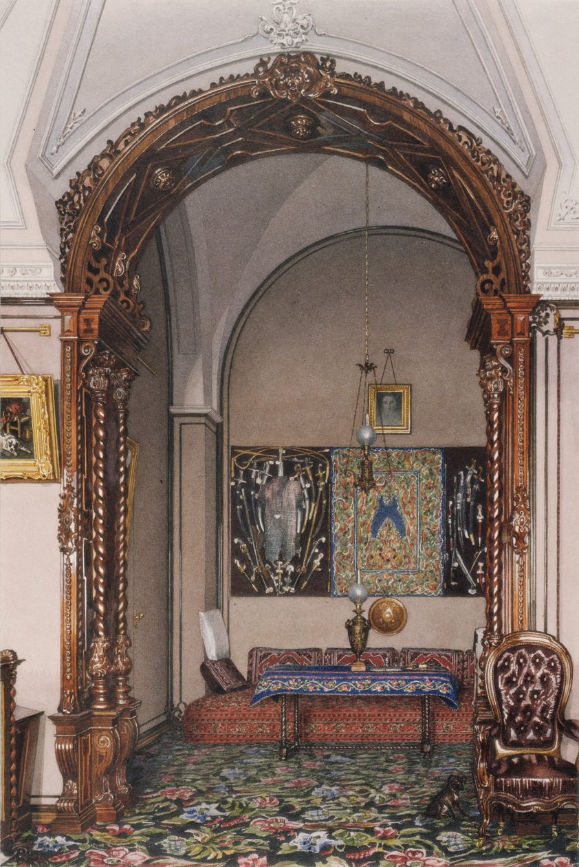 Interiors of the Winter Palace: The Alcove of the Study of Grand Prince Nicholas Nicolaievich by Konstantin Andreyevich Ukhtomsky