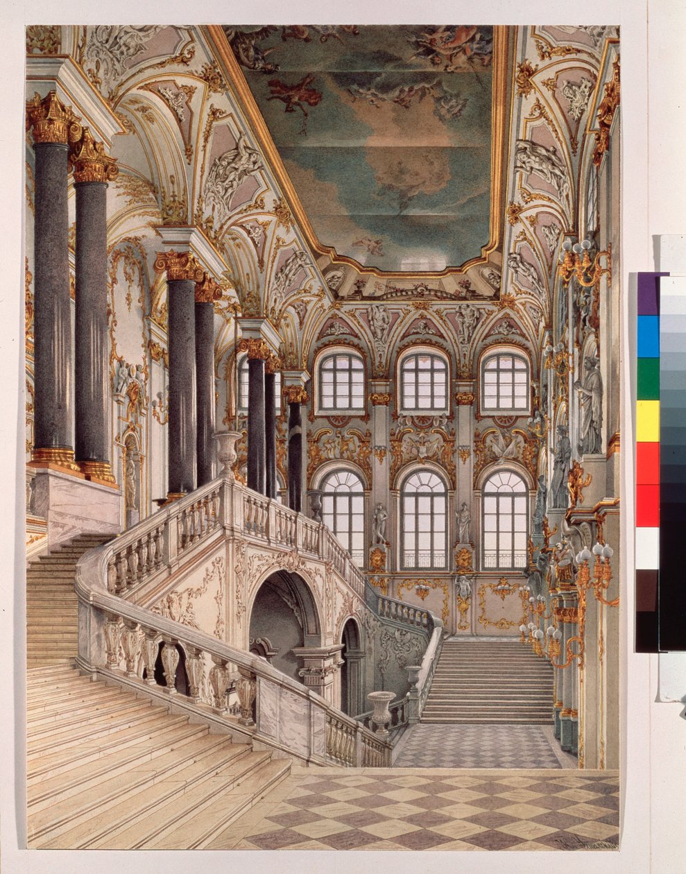 The Grand Staircase of the Winter Palace by Konstantin Andreyevich Ukhtomsky