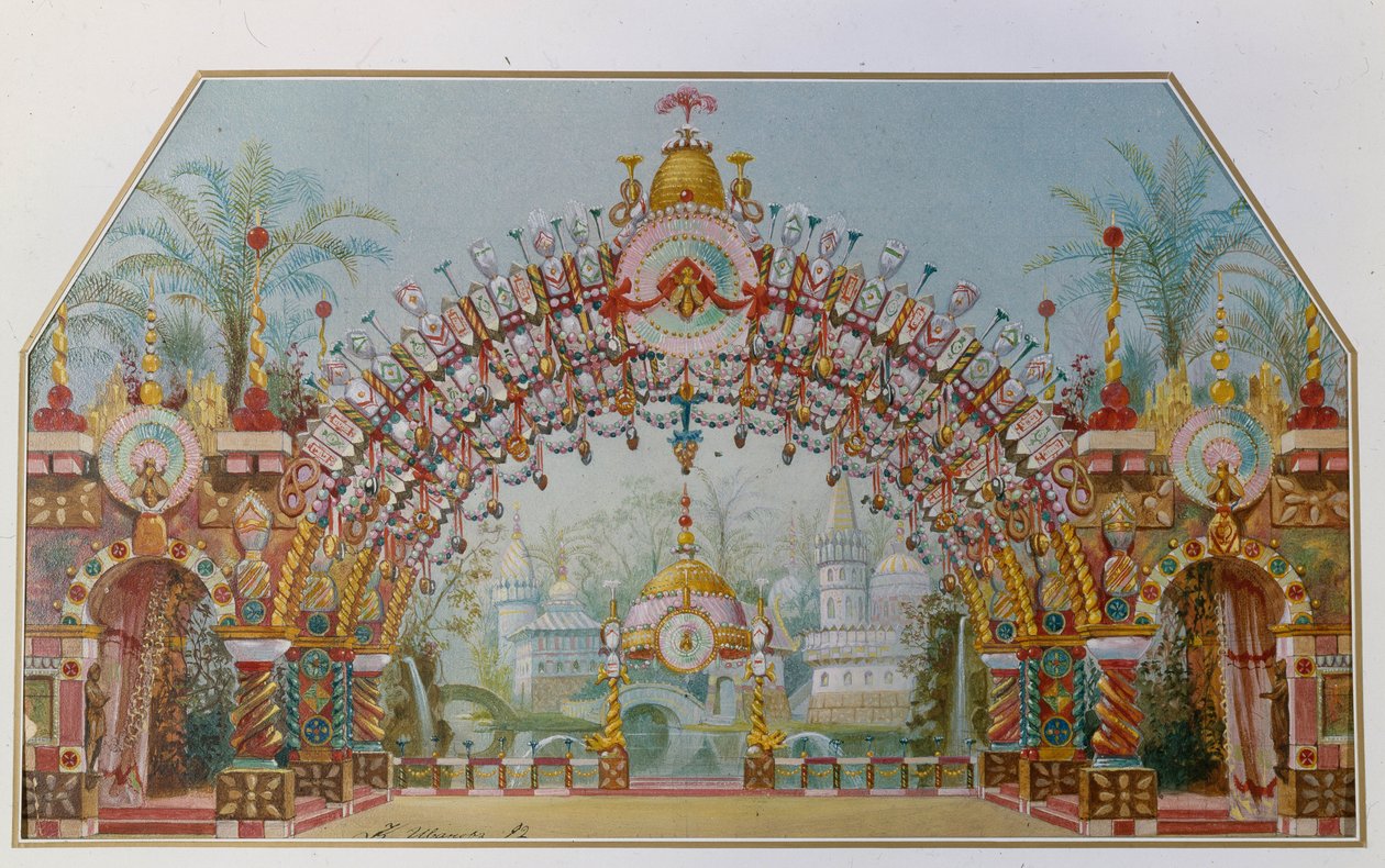 Stage design for the ballet The Nutcracker by P. Tchaykovsky by Konstantin Matveevich Ivanov