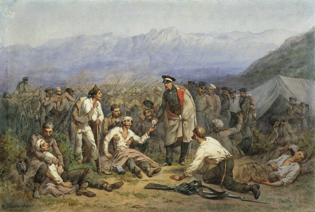 After the battle. Scene from the Crimean war by Konstantin Nikolaevich Filippov