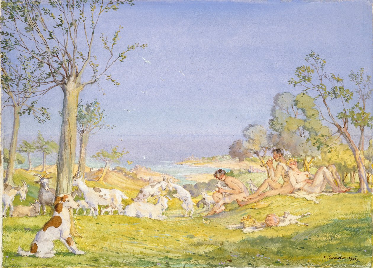Landscape with Shepherds and Goats by Konstantin Somov